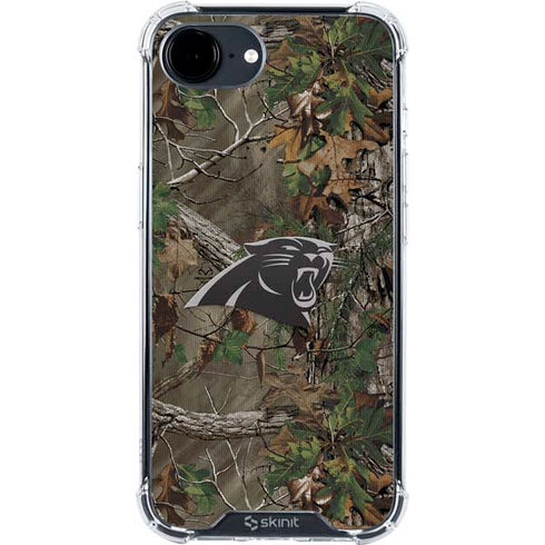 NFL Carolina Panthers Realtree Xtra Green Camo iPhone 16e Clear Case